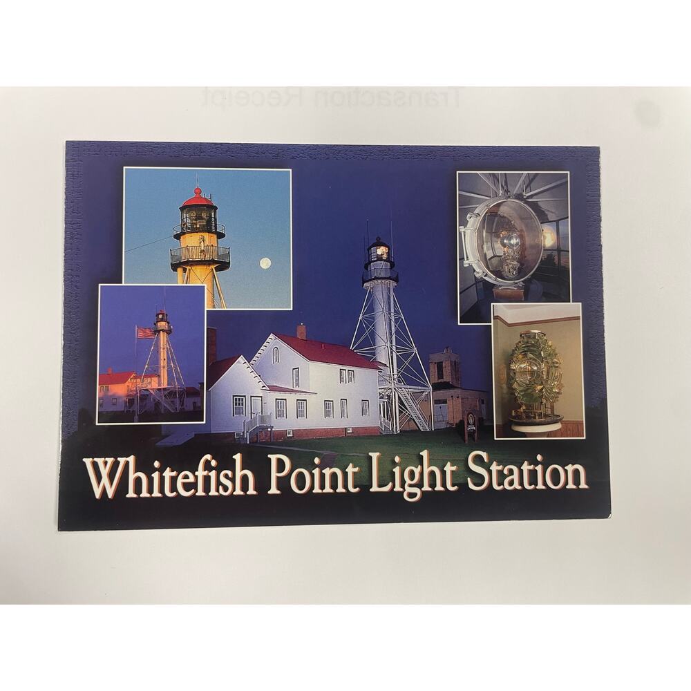 Whitefish Point Light Station Michigan Postcard Lighthouse Multi View Chrome